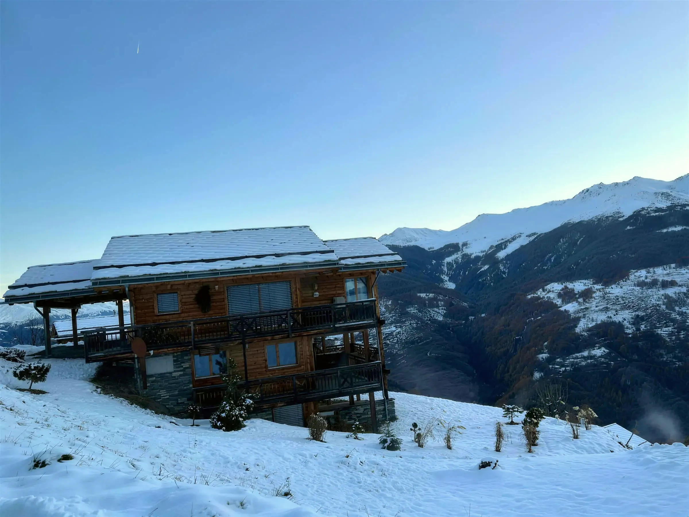 The chalet in its first snow
